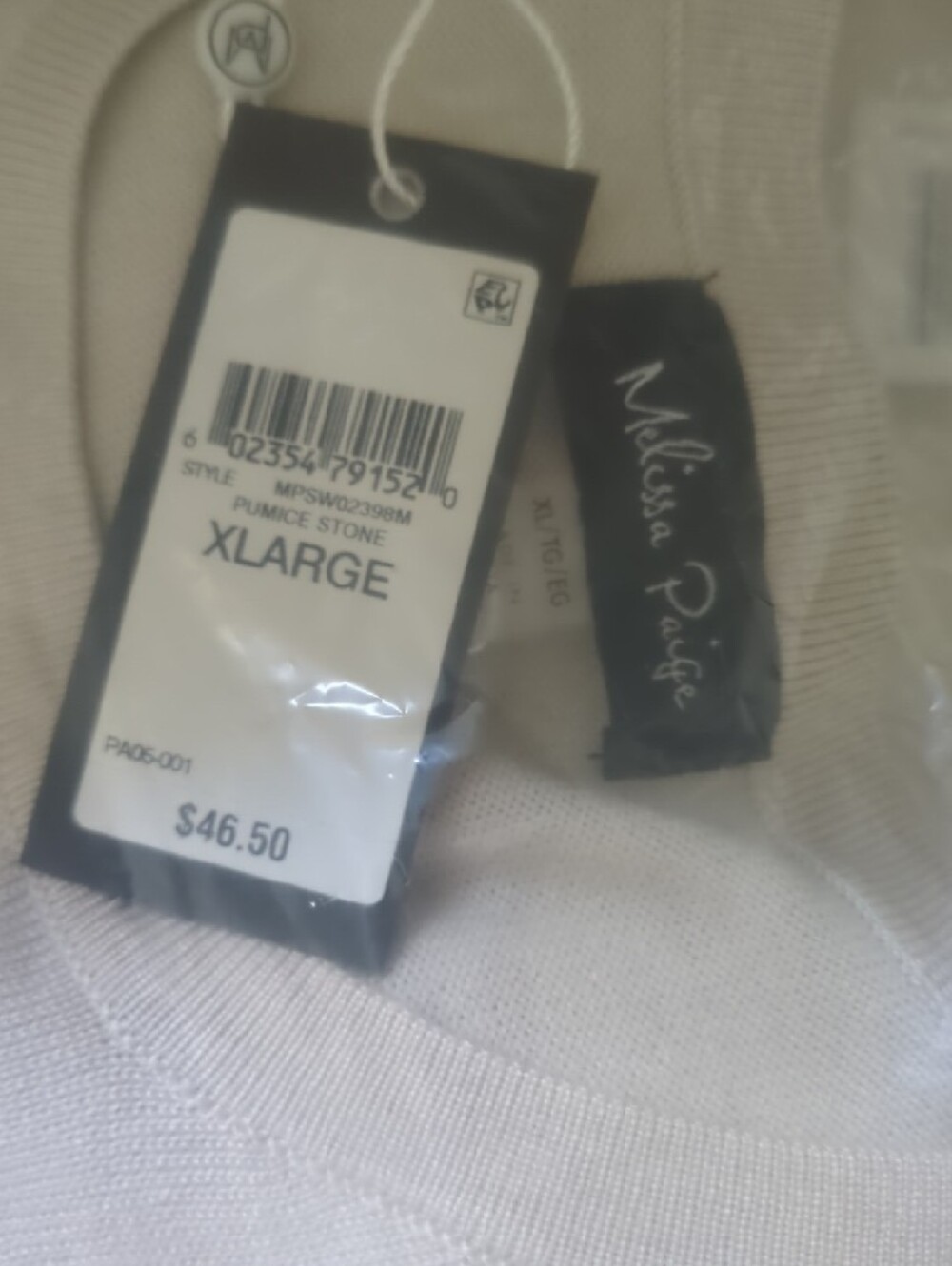 Light Beige Crewneck Women’s Sweater by Melissa Paige New w Tags - Picture 8 of 8